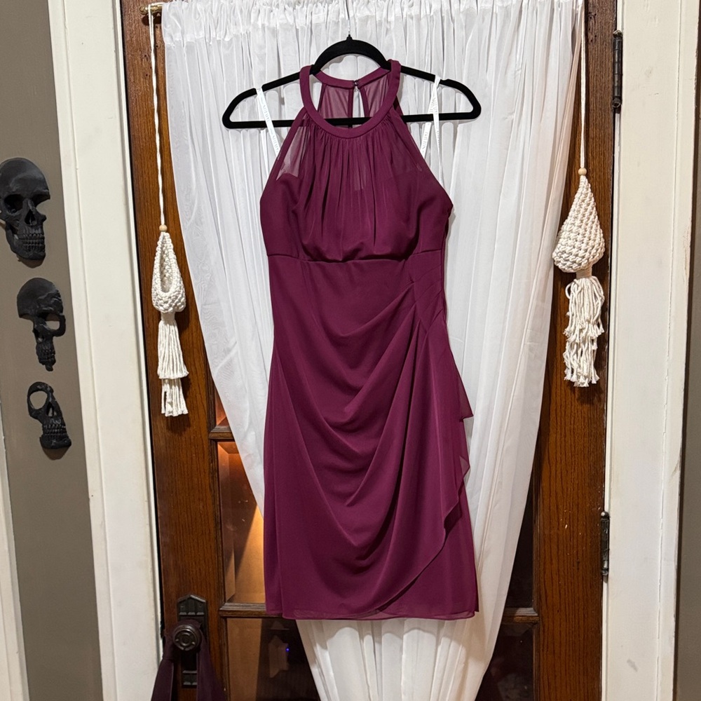 Elegant Halter Neck Purple Dress, size 8